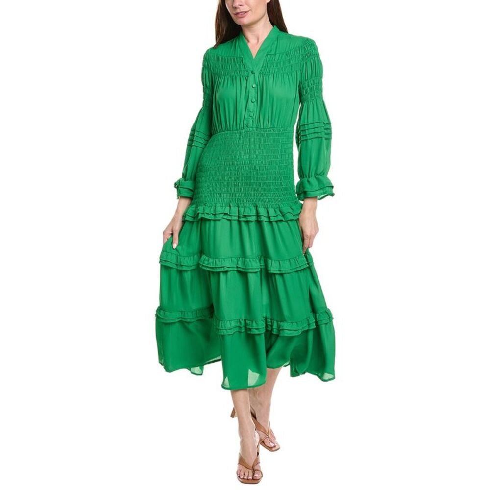 Nancy Yang Womens  Long Sleeve Maxi Dress, Green